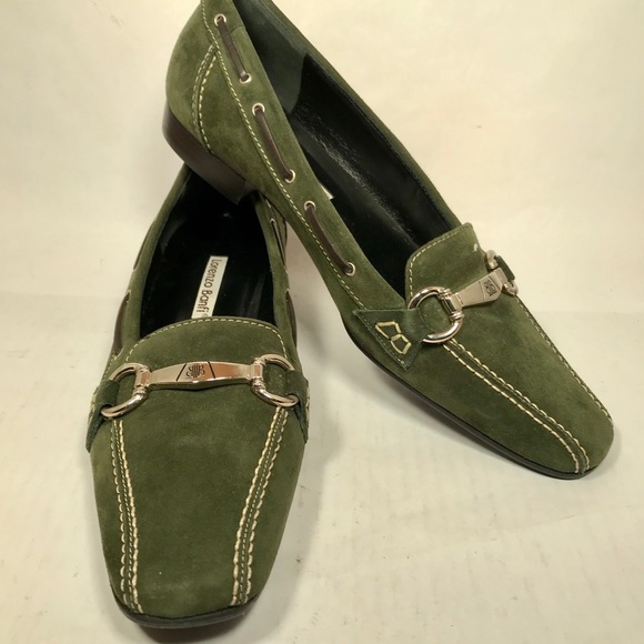 Lorenzo Banfi green suede stitched loafers - Picture 4 of 8